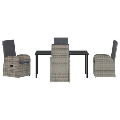 Garden Dining Set with Cushion 5 pcs Grey Poly Rattan