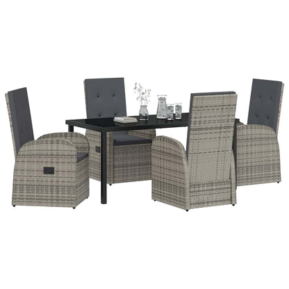 Garden Dining Set with Cushion 5 pcs Grey Poly Rattan
