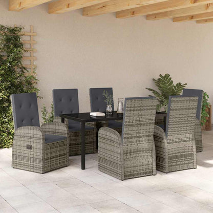 Garden Dining Set with Cushion 7 pcs Grey Poly Rattan