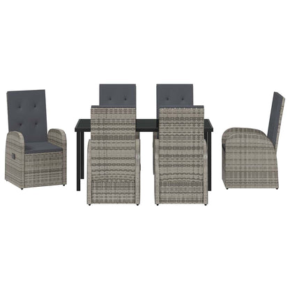 Garden Dining Set with Cushion 7 pcs Grey Poly Rattan