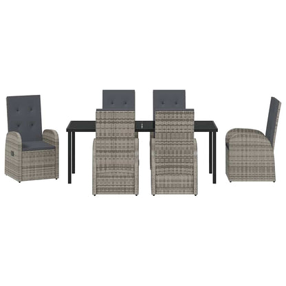 Garden Dining Set with Cushion 7 pcs Grey Poly Rattan