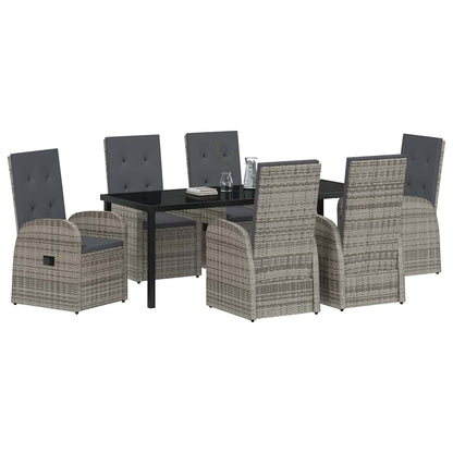 Garden Dining Set with Cushion 7 pcs Grey Poly Rattan