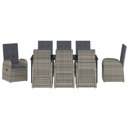 Garden Dining Set with Cushion 9 pcs Grey Poly Rattan