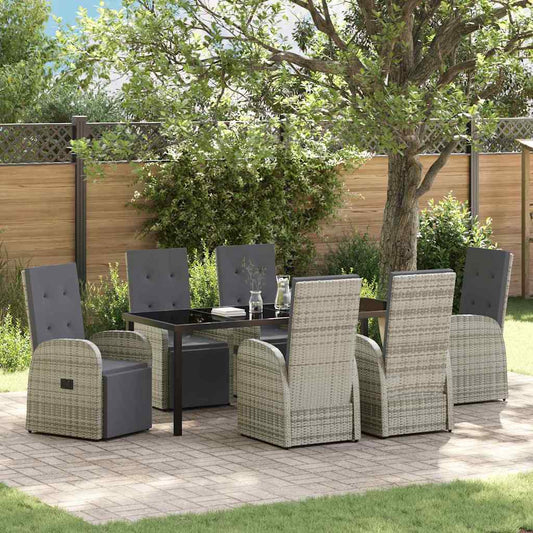 Garden Dining Set with Cushion 7 pcs Grey Poly Rattan