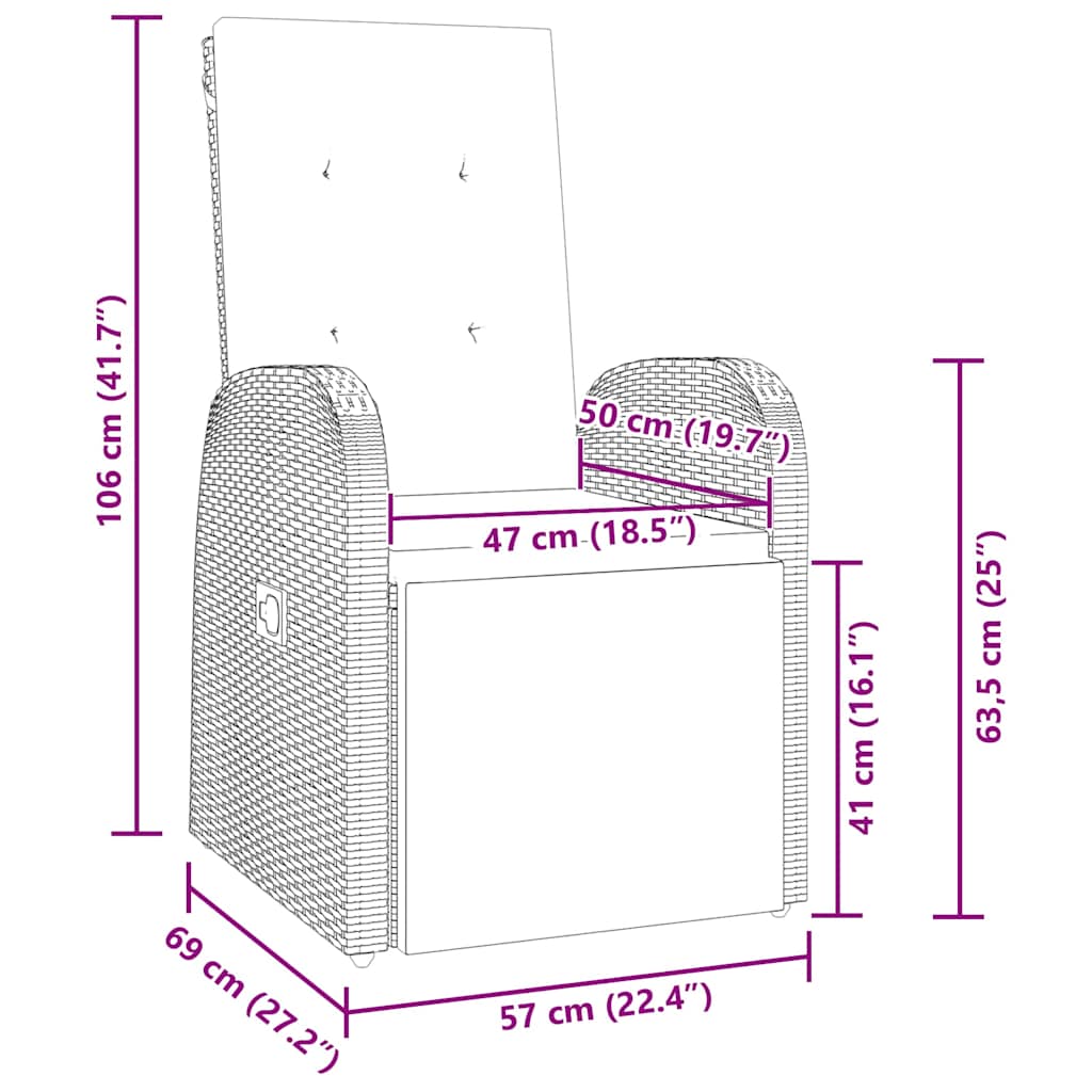 Garden Dining Set with Cushion 7 pcs Grey Poly Rattan