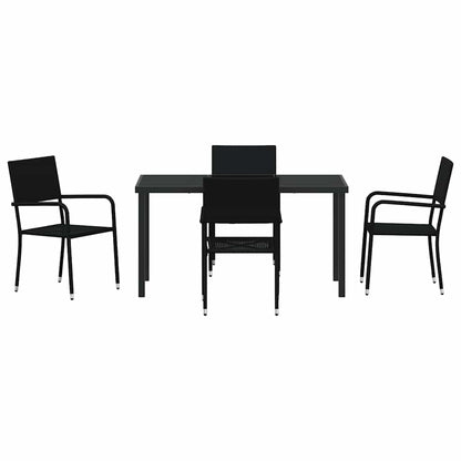 Garden Dining Set with Cushion 5 pcs Black Poly Rattan