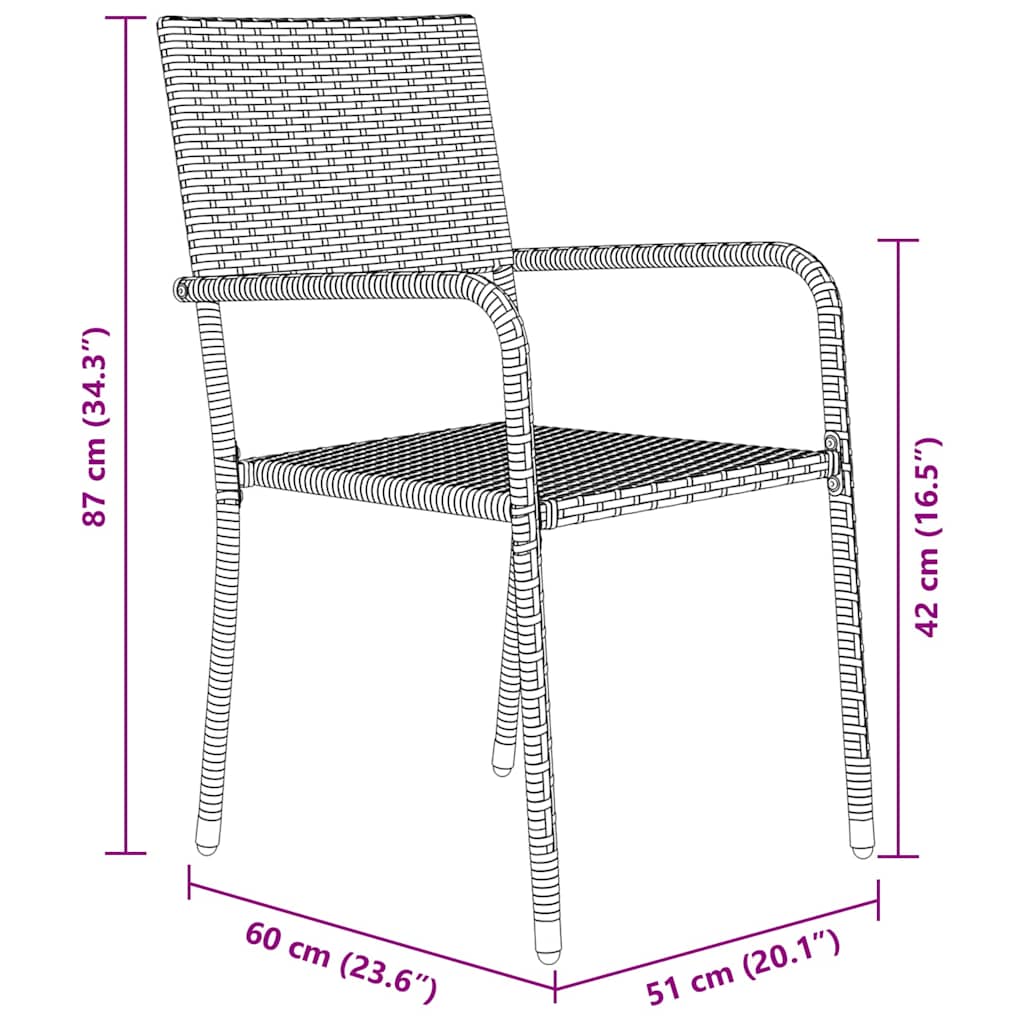 Garden Dining Set with Cushion 5 pcs Black Poly Rattan