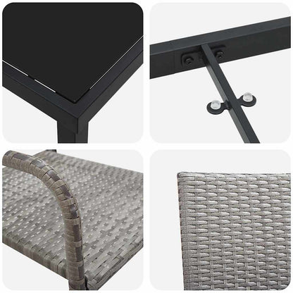 Garden Dining Set with Cushion 5 pcs Grey Poly Rattan