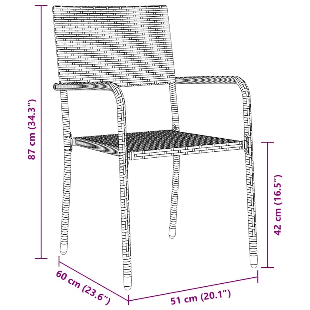 Garden Dining Set with Cushion 7 pcs Grey Poly Rattan