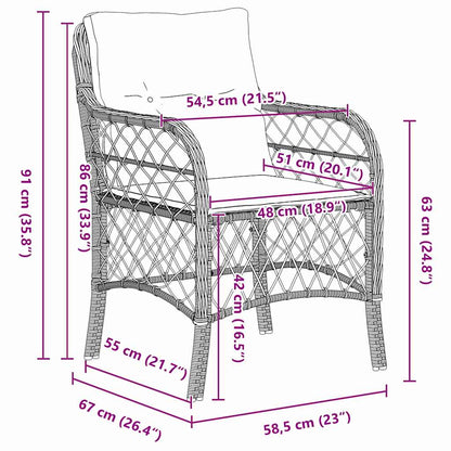 Garden Dining Set with Cushion 7 pcs Grey and Black Rattan