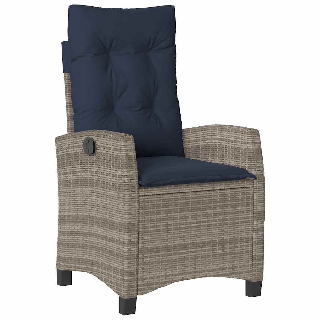 Garden Dining Set with Cushion 7 pcs Grey Poly Rattan