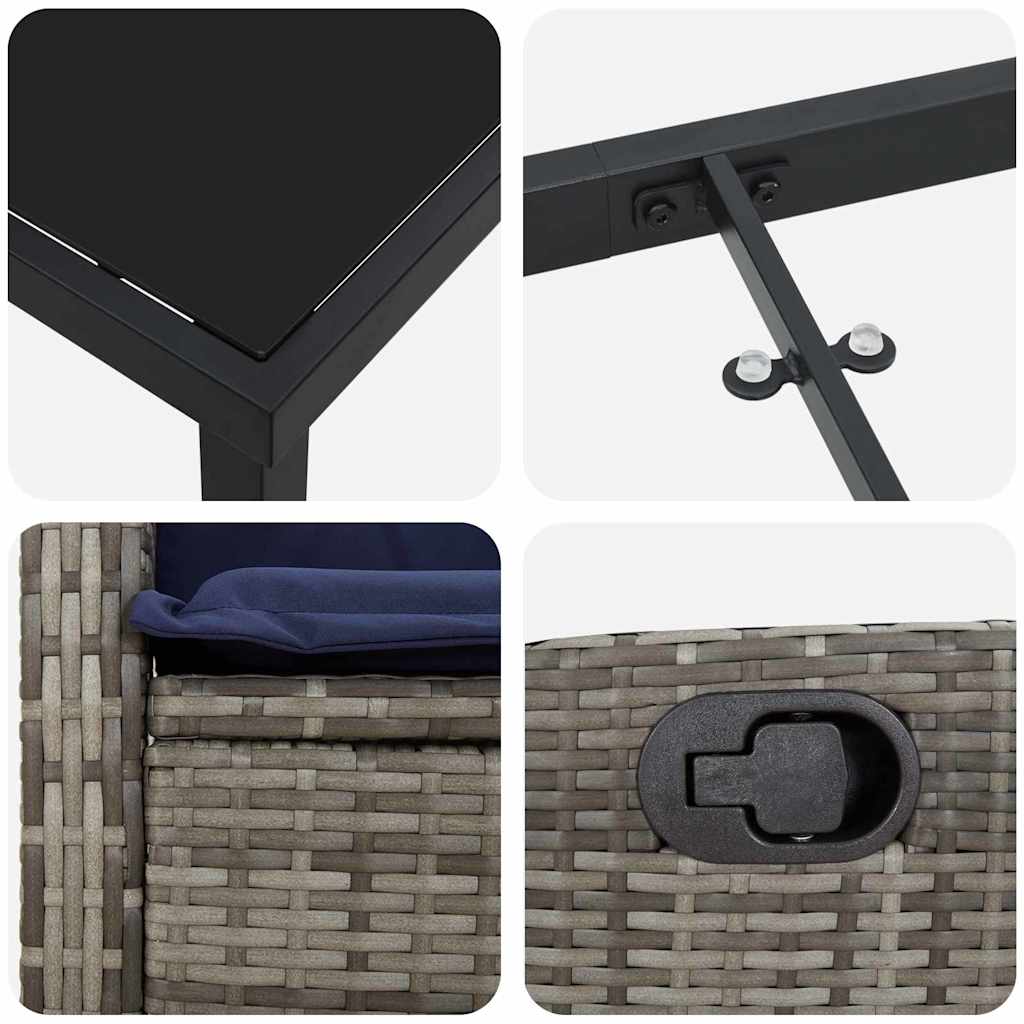 Garden Dining Set with Cushion 9 pcs Grey Poly Rattan