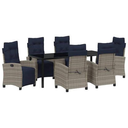 Garden Dining Set with Cushion 7 pcs Grey Poly Rattan
