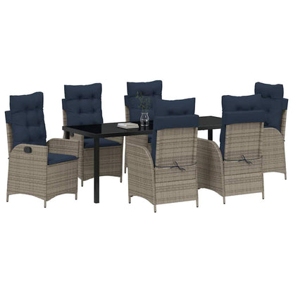Garden Dining Set with Cushion 7 pcs Grey and Black Rattan