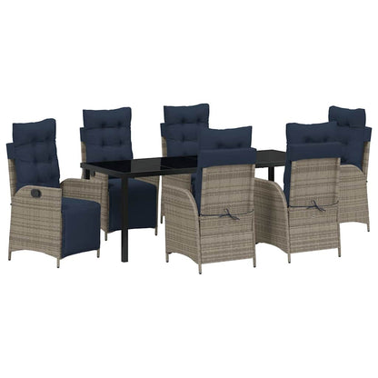 Garden Dining Set with Cushion 7 pcs Grey and Black Rattan