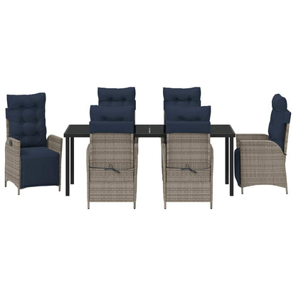 Garden Dining Set with Cushion 7 pcs Grey and Black Rattan