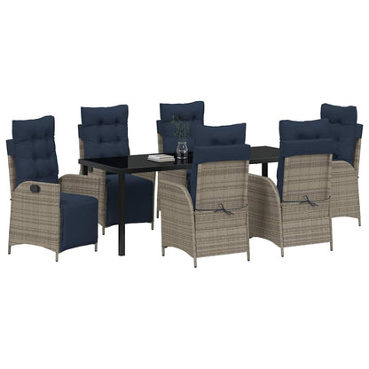 Garden Dining Set with Cushion 7 pcs Grey and Black Rattan