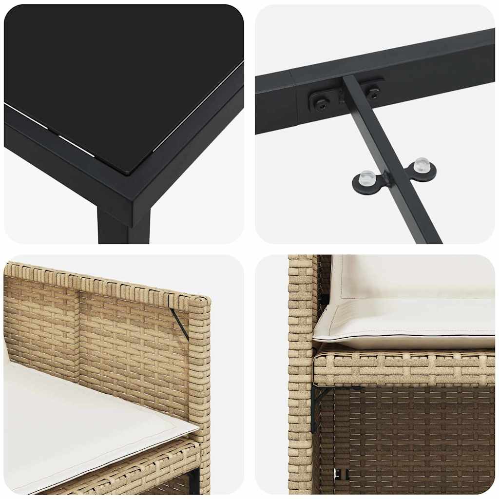 Garden Dining Set 5 pcs Beige Poly Rattan