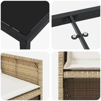 Garden Dining Set 5 pcs Beige Poly Rattan