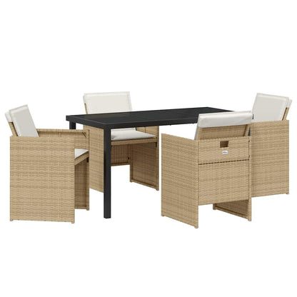 Garden Dining Set 5 pcs Beige Poly Rattan