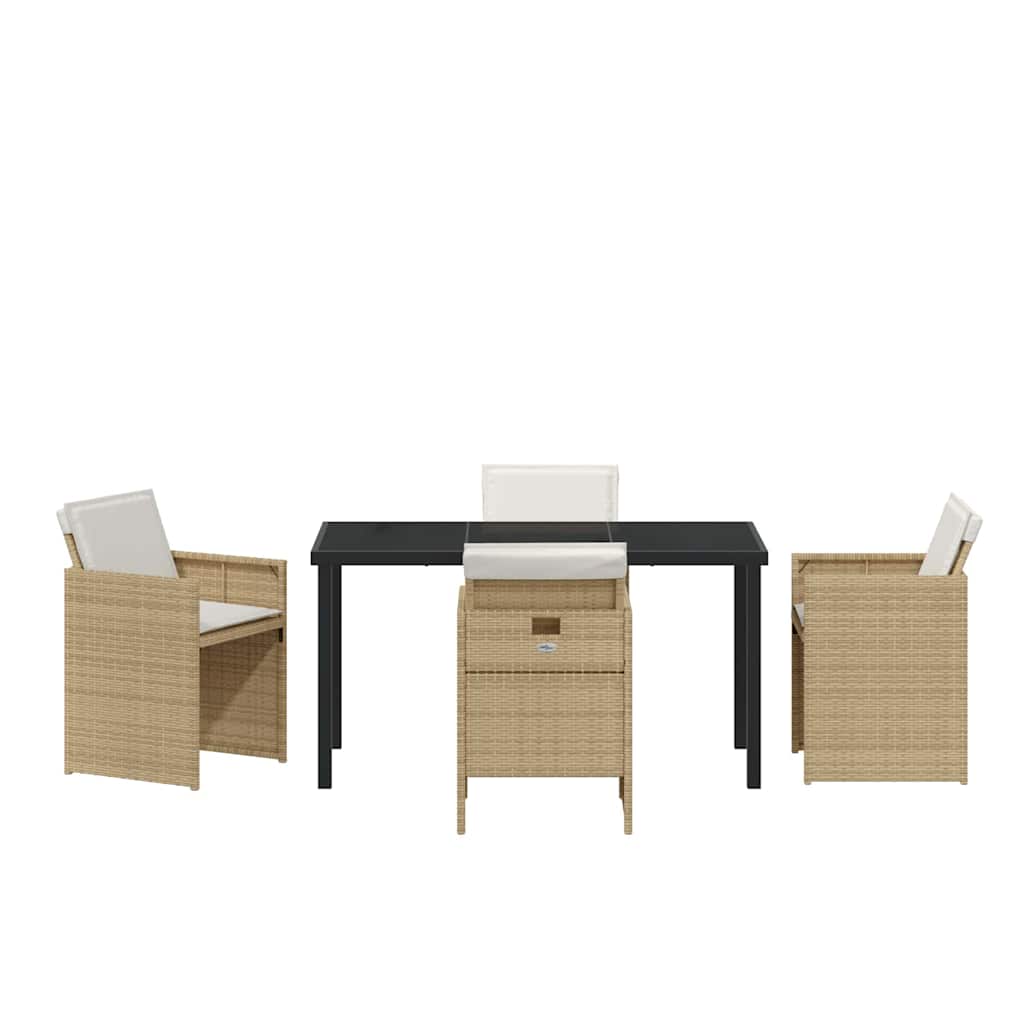 Garden Dining Set 5 pcs Beige Poly Rattan