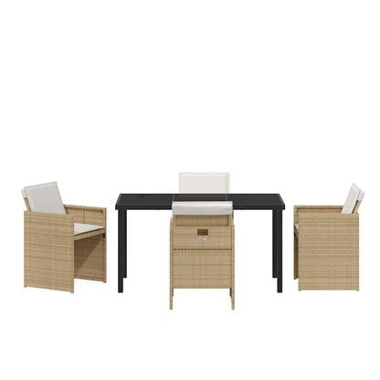 Garden Dining Set 5 pcs Beige Poly Rattan