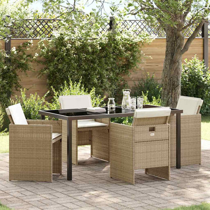 Garden Dining Set 5 pcs Beige Poly Rattan