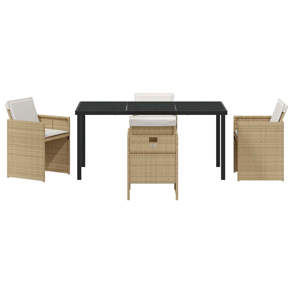 Garden Dining Set 5 pcs Beige Poly Rattan