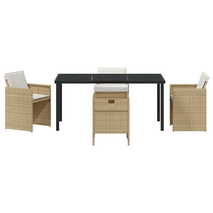 Garden Dining Set 5 pcs Beige Poly Rattan