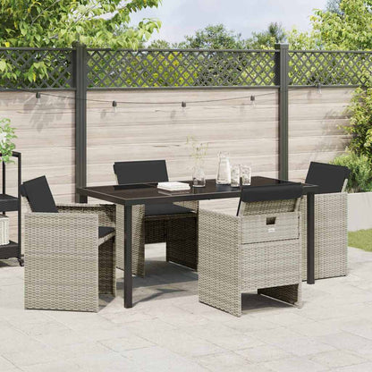 Garden Dining Set 5 pcs Light Grey Poly Rattan