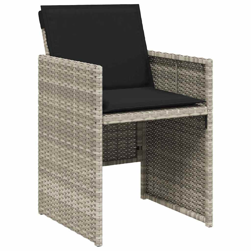 Garden Dining Set 9 pcs Light Grey Poly Rattan