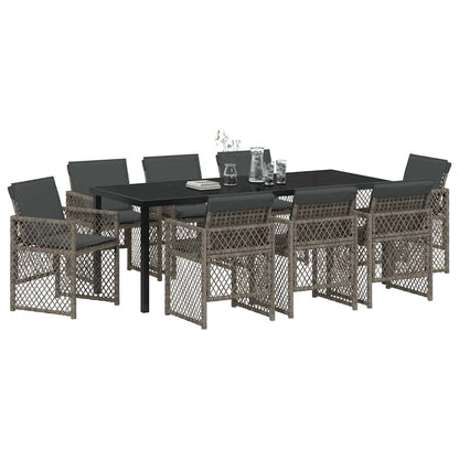 Garden Dining Set 9 pcs Grey Poly Rattan