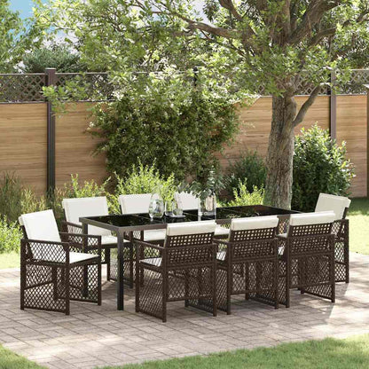 Garden Dining Set 9 pcs Brown Poly Rattan
