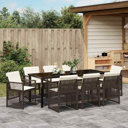 Garden Dining Set 9 pcs Brown Poly Rattan