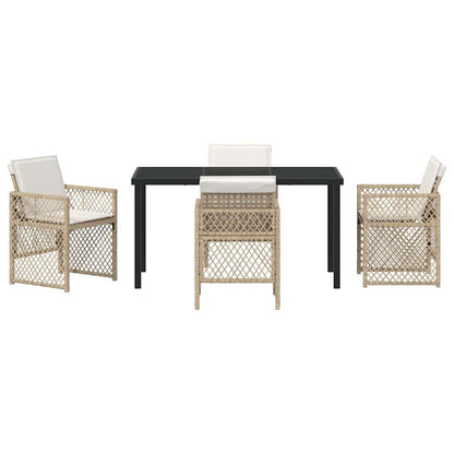 Garden Dining Set 5 pcs Beige Poly Rattan