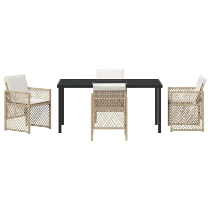 Garden Dining Set 5 pcs Beige Poly Rattan
