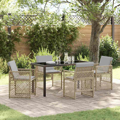 Garden Dining Set 5 pcs Beige Poly Rattan
