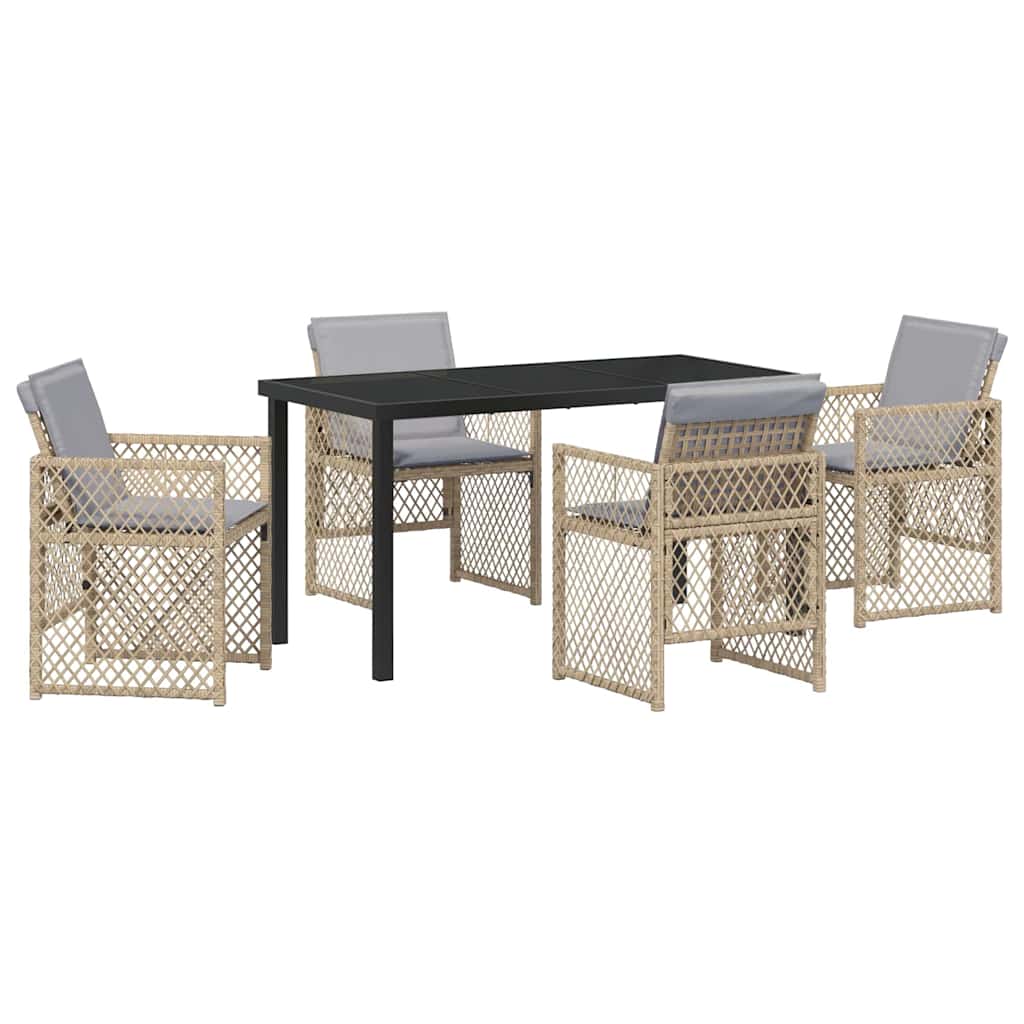 Garden Dining Set 5 pcs Beige Poly Rattan