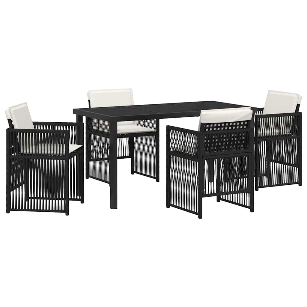 Garden Dining Set 5 pcs Black Powder-Coated Steel