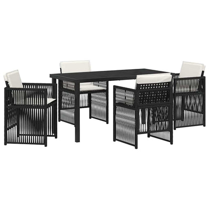 Garden Dining Set 5 pcs Black Powder-Coated Steel