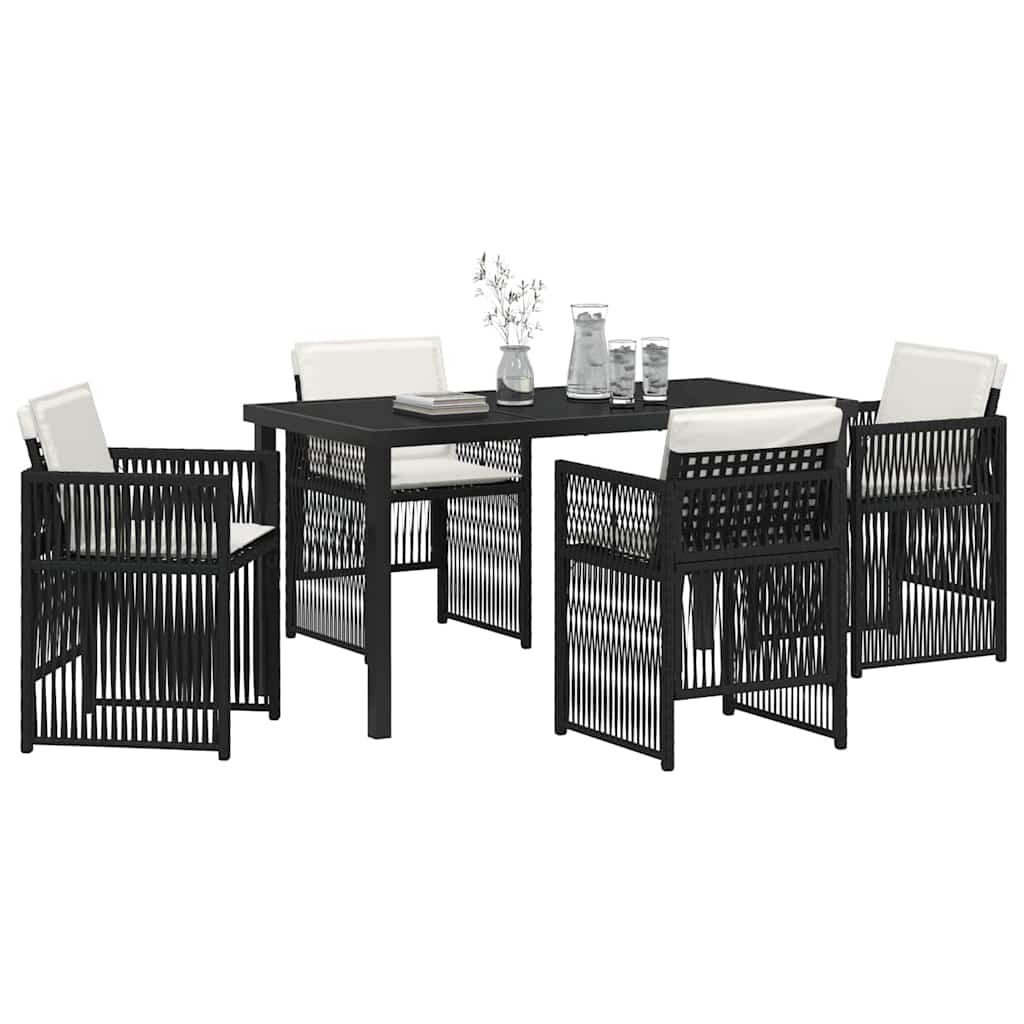 Garden Dining Set 5 pcs Black Powder-Coated Steel