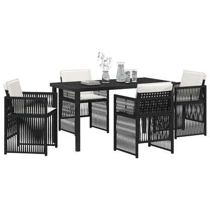 Garden Dining Set 5 pcs Black Powder-Coated Steel