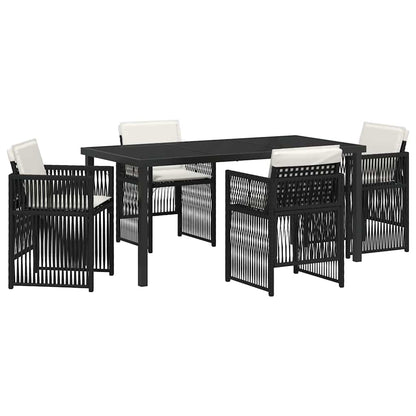 Garden Dining Set 5 pcs Black Powder-Coated Steel