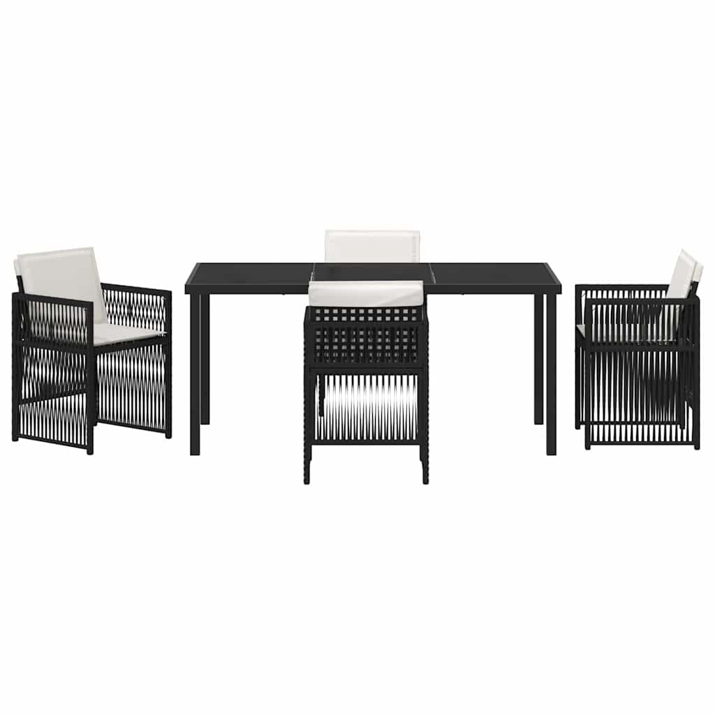 Garden Dining Set 5 pcs Black Powder-Coated Steel