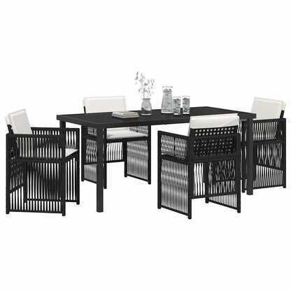Garden Dining Set 5 pcs Black Powder-Coated Steel