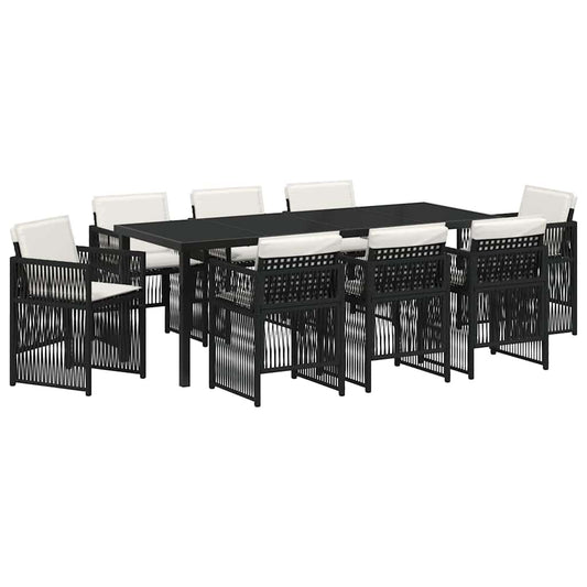 Garden Dining Set 9 pcs Black Powder-Coated Steel