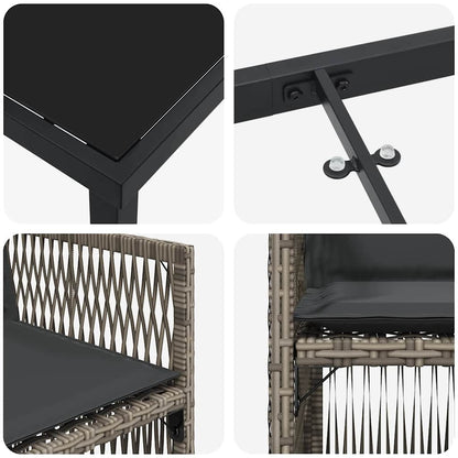 Garden Dining Set 9 pcs Grey Powder-Coated Steel