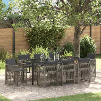 Garden Dining Set 9 pcs Grey Powder-Coated Steel