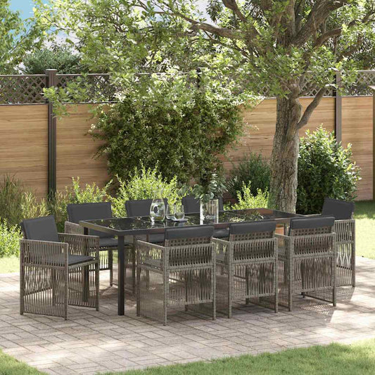 Garden Dining Set 9 pcs Grey Powder-Coated Steel