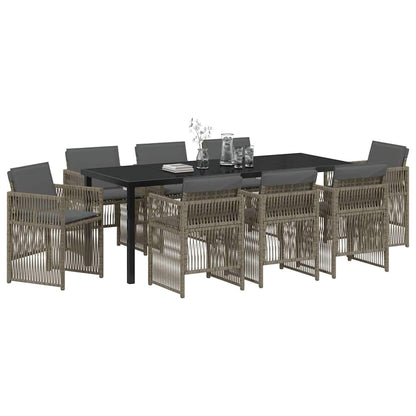 Garden Dining Set 9 pcs Grey Powder-Coated Steel